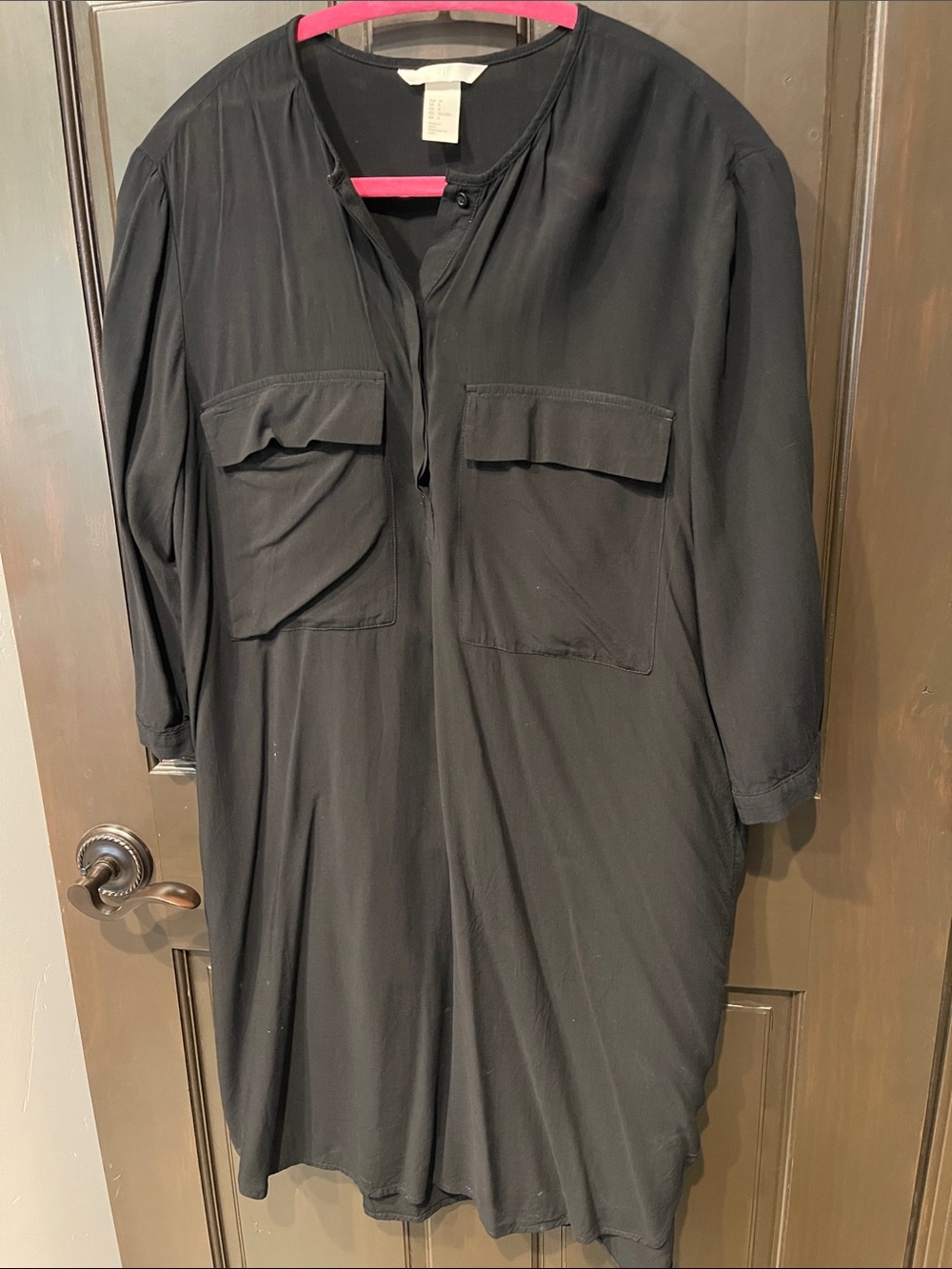 H&M Black Long Sleeve Utility Shirt Dress